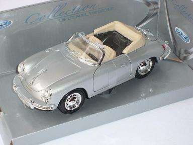 Porsche 356B Cabrio Silber Offen 1959-1963 1//24 Welly Modell Auto mit oder ohn..